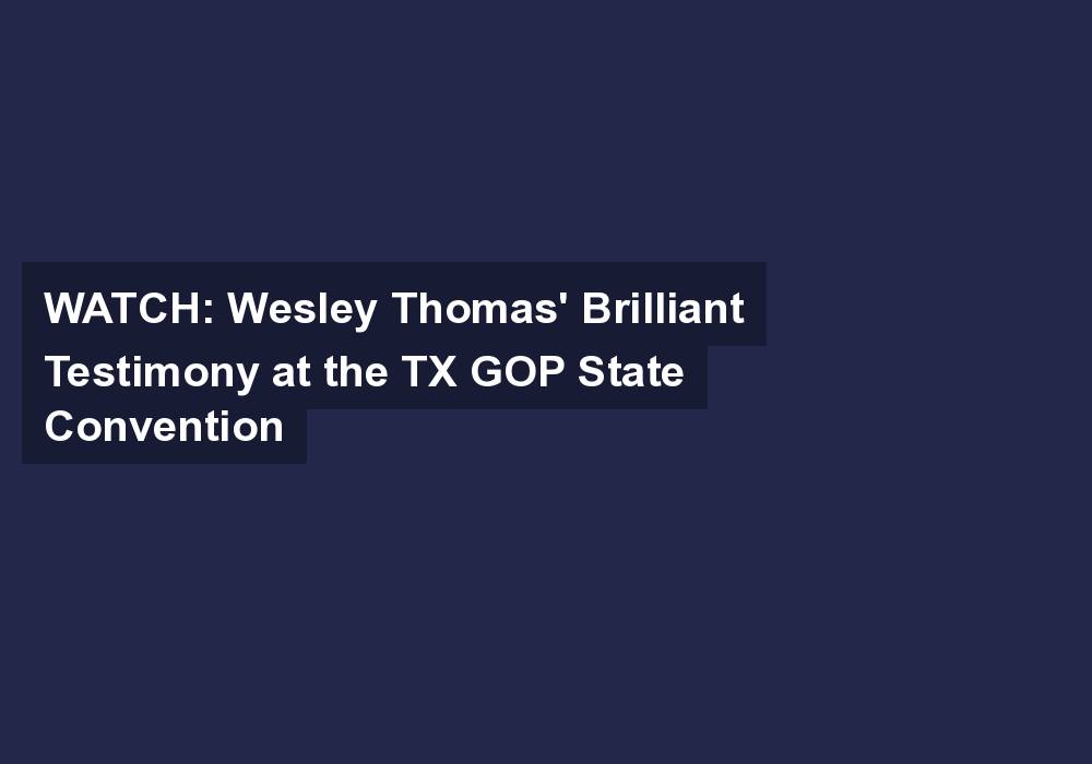 WATCH: Wesley Thomas’ Brilliant Testimony at the TX GOP State Convention