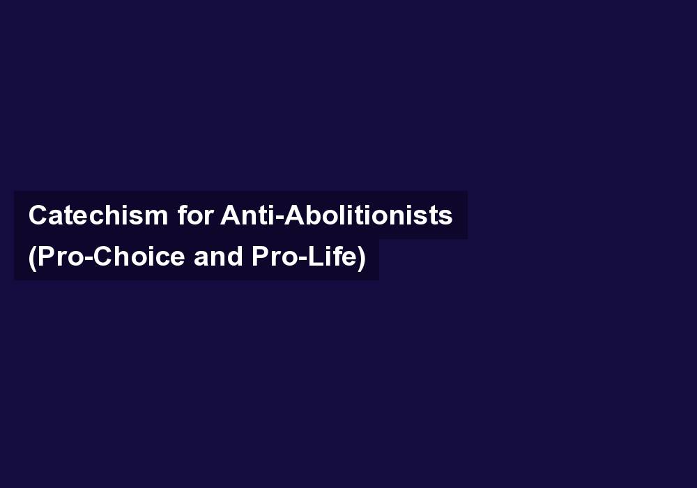 Catechism for Anti-Abolitionists (Pro-Choice and Pro-Life)