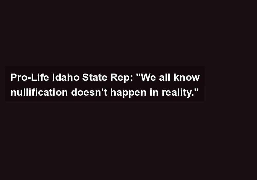 Pro-Life Idaho State Rep: “We all know nullification doesn’t happen in reality.”
