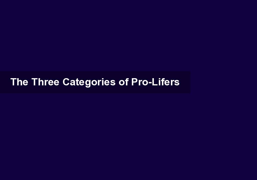 The Three Categories of Pro-Lifers
