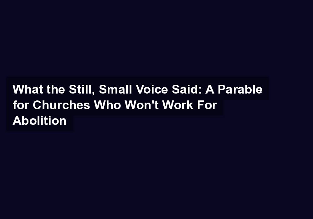 What the Still, Small Voice Said: A Parable for Churches Who Won’t Work For Abolition